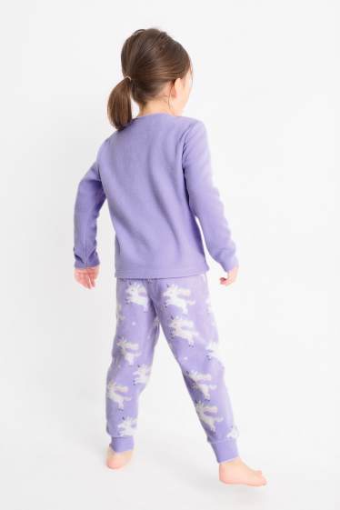 Kinder Mädchen - Einhorn - Fleece-Pyjama - 2 teilig - hellviolett