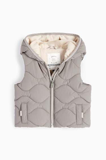 Baby Jungen - Baby-Steppweste mit Kapuze - wasserabweisend - grau
