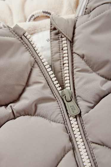 Baby Jungen - Baby-Steppweste mit Kapuze - wasserabweisend - grau