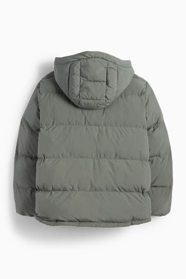 Damen - Steppjacke mit Kapuze - wasserabweisend - grau