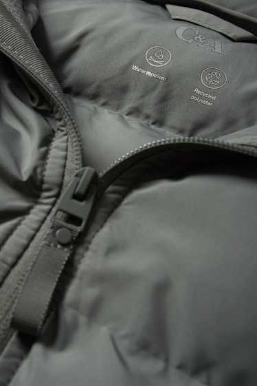 Damen - Steppjacke mit Kapuze - wasserabweisend - grau