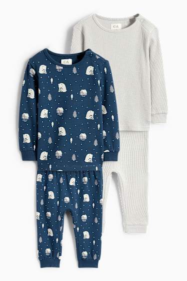 Bébés garçons - Lot de 2 - ours polaires - pyjamas bébé - 4 pièces - bleu foncé