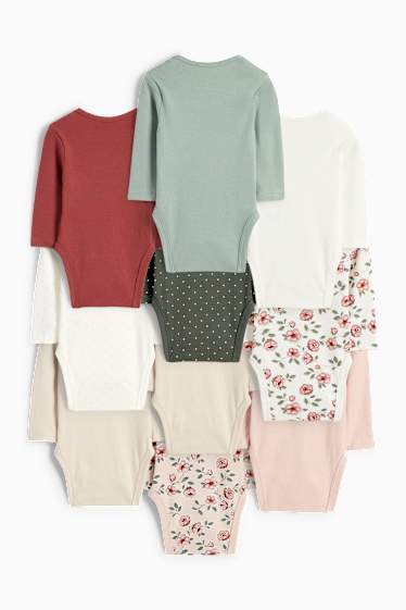 Unisexe - Lot de 10 - petites fleurs - bodys bébé - blanc crème