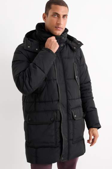 Home - Jaqueta embuatada amb caputxa - impermeable - negre