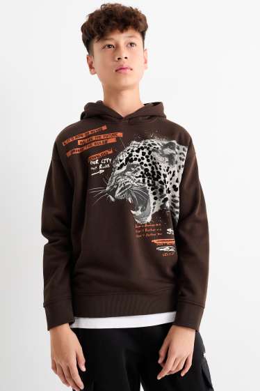 Kinderen: jongens - Set van 2 - luipaard - hoodie - bruin / beige
