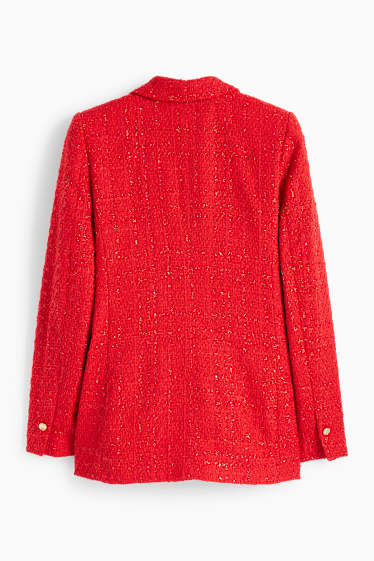 Women - Blazer - fitted - textured - red