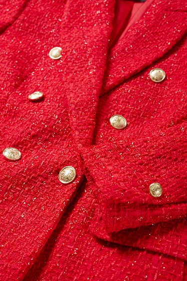 Women - Blazer - fitted - textured - red