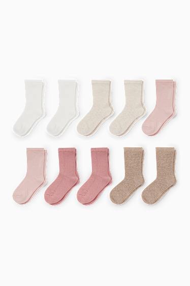 Bébés filles - Lot de 10 paires - chaussettes bébé - rose