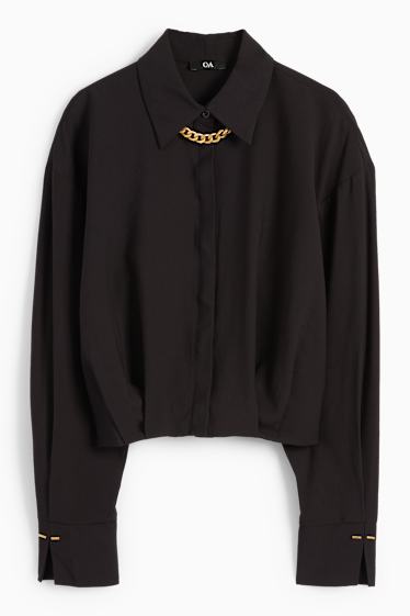 Damen - Bluse mit Kette - schwarz