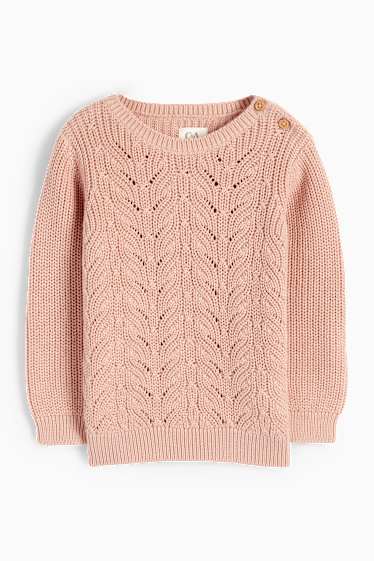 Baby: meisjes - Babytrui - kabelpatroon - roze