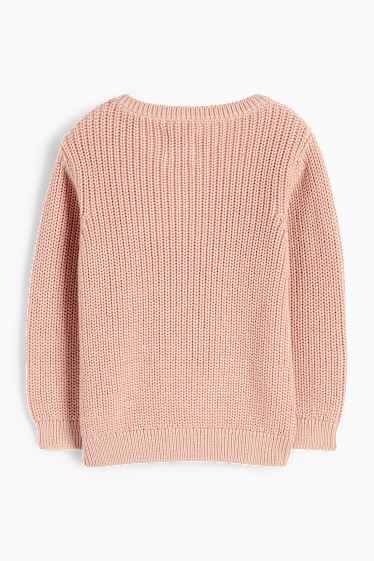 Baby: meisjes - Babytrui - kabelpatroon - roze