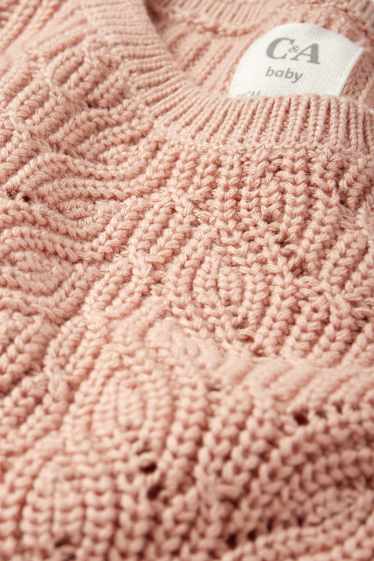 Baby: meisjes - Babytrui - kabelpatroon - roze
