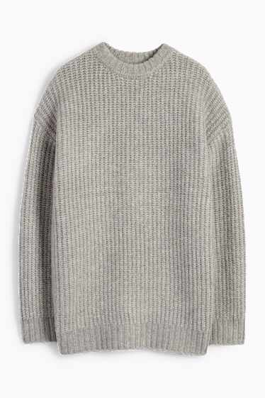Damen - Pullover - gerippt - grau