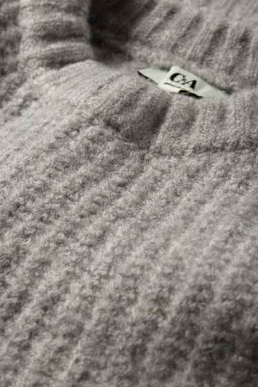 Damen - Pullover - gerippt - grau