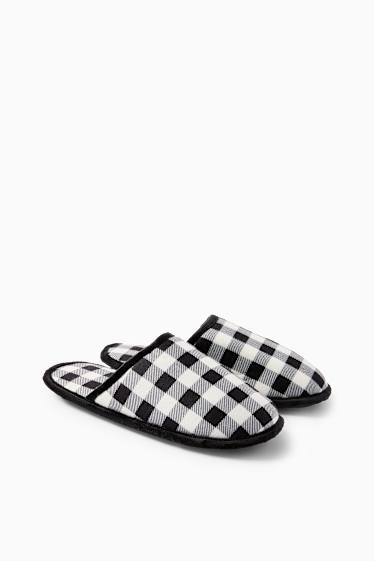 Uomo - Pantofole - a quadretti - nero