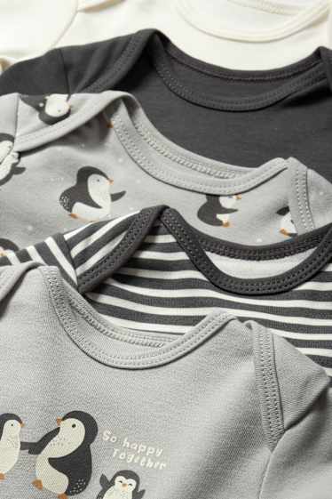 Bébés garçons - Lot de 5 - pingouins - bodys bébé - gris