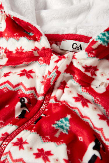 Mujer - Mono navideño con capucha - rojo