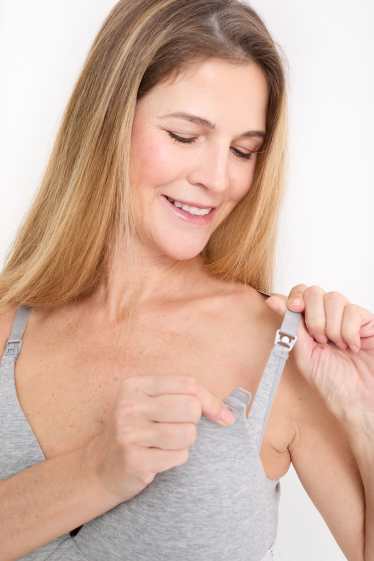 Dames - Voedings-BH zonder beugels - voorgevormd - lichtgrijs