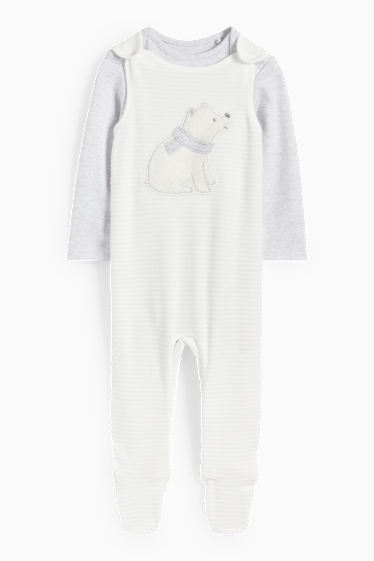Unisex - Eisbär - Strampler-Set - 2 teilig - hellgrau