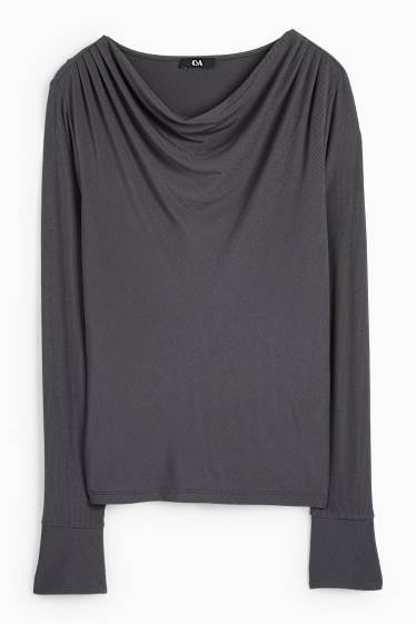 Femei - Tricou cu mânecă lungă - gri închis