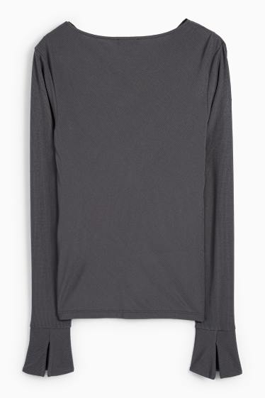 Femei - Tricou cu mânecă lungă - gri închis