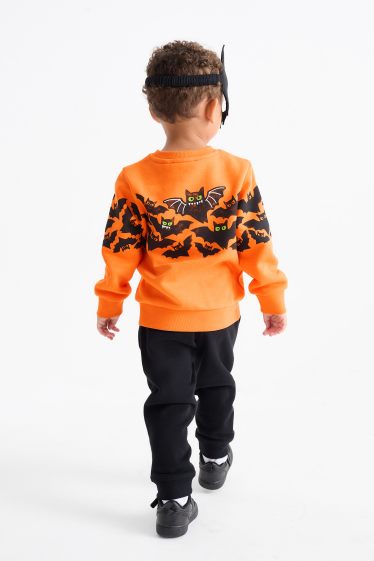 Bambini - Halloween - pipistrello - set - felpa e maschera - arancio scuro