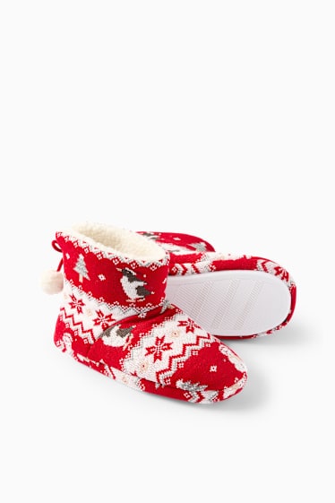 Dona - Sabatilles nadalenques d’estar per casa - estampades - vermell fosc