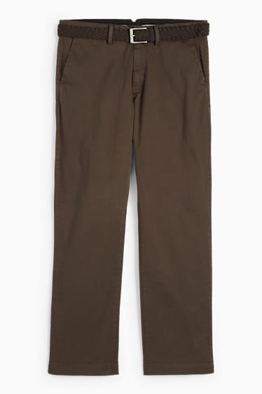 Hommes - Chino avec ceinture - regular fit - marron foncé