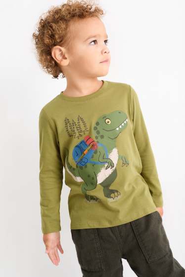 Bambini - Confezione da 3 - dinosauri - maglia a maniche lunghe - verde
