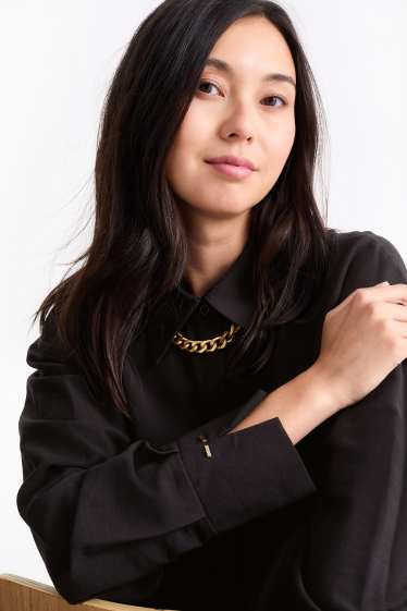 Damen - Bluse mit Kette - schwarz