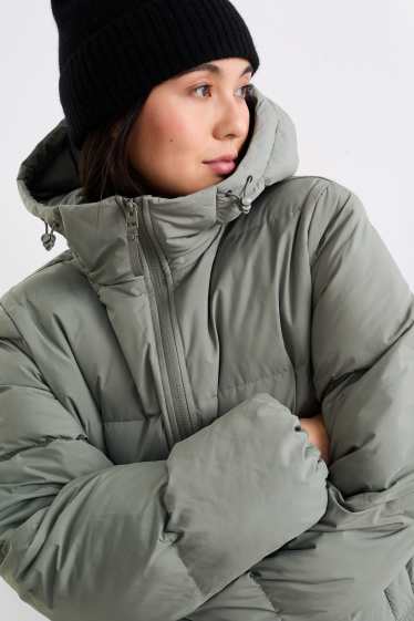 Dona - Jaqueta embuatada amb caputxa - impermeable - gris
