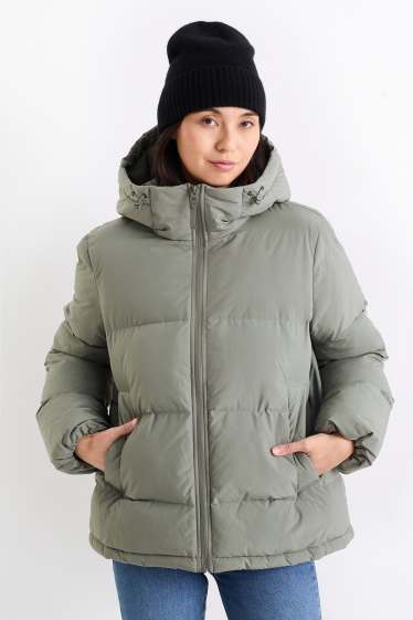 Dona - Jaqueta embuatada amb caputxa - impermeable - gris