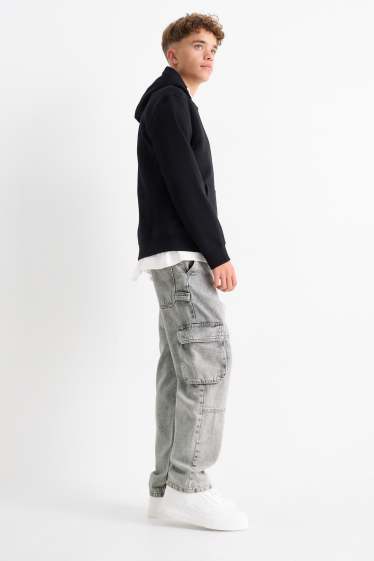 Kinderen: jongens - Cargo jeans - thermojeans - jeanslichtgrijs