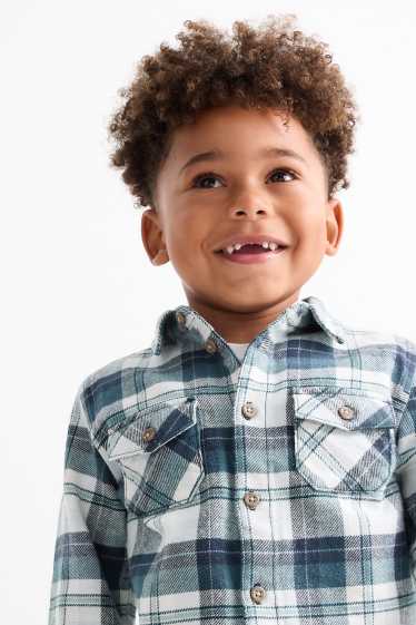 Niños: niños - Camisa de franela - de cuadros - azul