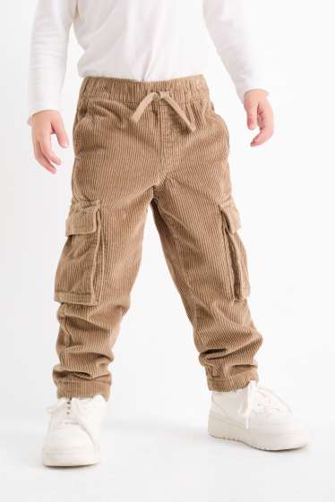 Bambini - Pantaloni cargo in velluto a coste - pantaloni termici - marrone chiaro