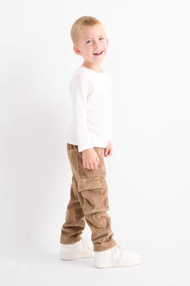 Bambini - Pantaloni cargo in velluto a coste - pantaloni termici - marrone chiaro