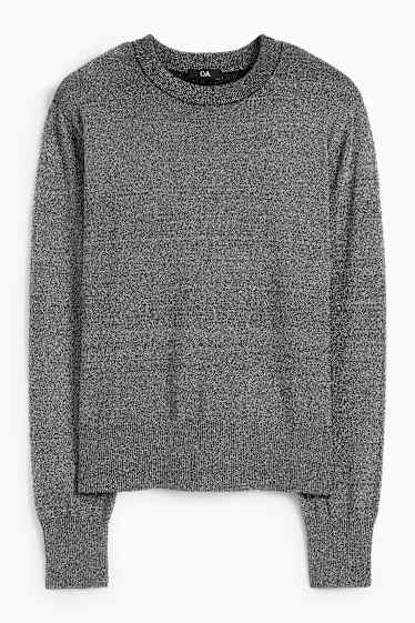 Femmes - Pull à fine maille - brillant - gris