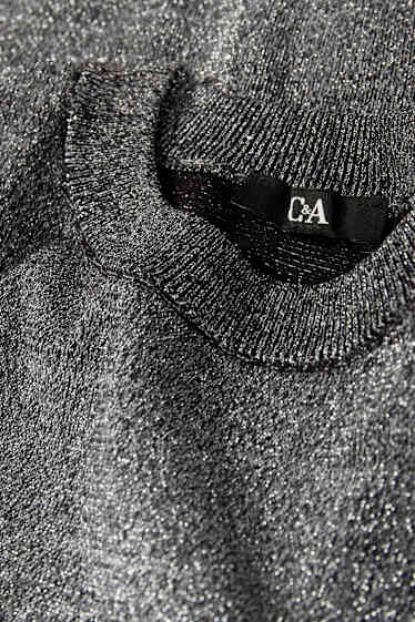 Femmes - Pull à fine maille - brillant - gris