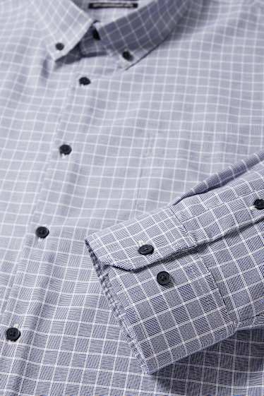 Herren - Hemd - Regular Fit - Button-down - bügelleicht - kariert - dunkelblau