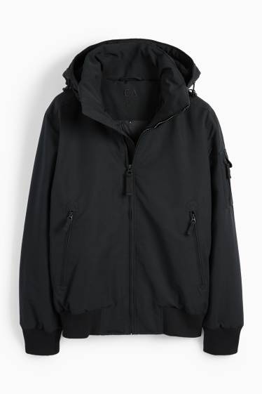 Uomo - Giaccone con cappuccio - idrorepellente - nero