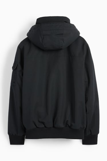 Uomo - Giaccone con cappuccio - idrorepellente - nero