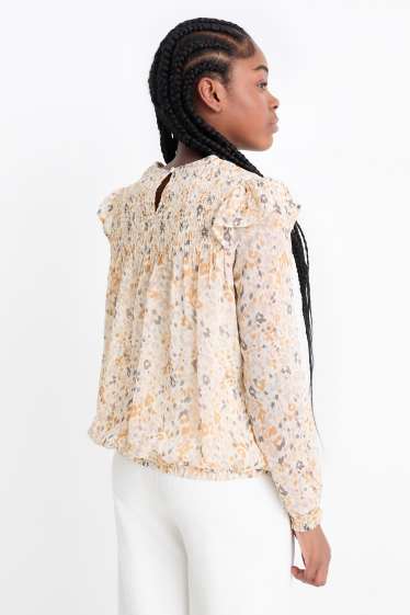 Kinderen: meisjes - Blouse - met patroon - licht beige