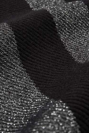 Femei - Pulover cu decolteu în V - reiat - negru