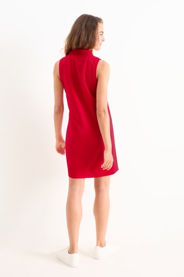 Damen - Basic-Polokleid - rot
