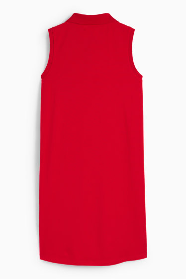 Damen - Basic-Polokleid - rot