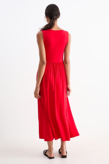 Dona - Vestit bàsic de viscosa - vermell