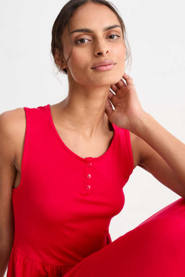 Dona - Vestit bàsic de viscosa - vermell