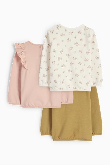 Bebés niñas - Pack de 3 - pajaritos - sudaderas para bebé - rosa / beis