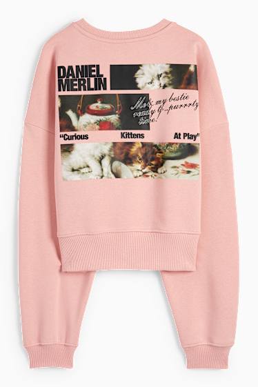 Dames - Sweatshirt - Catlady Collection - donker rose
