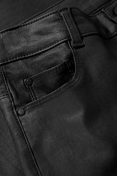 Damen - Hose - High Waist - Skinny Fit - glänzend - schwarz